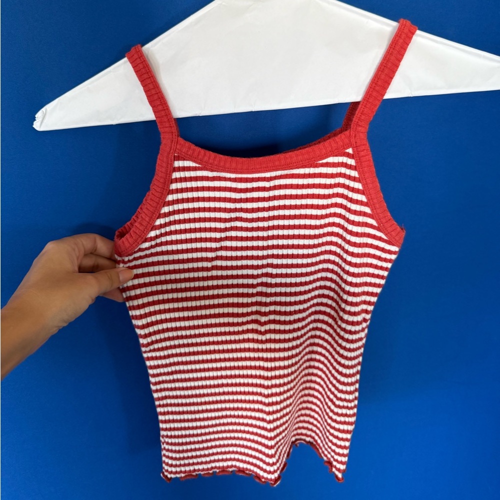 Chic Red and White Striped Women's Tank Top